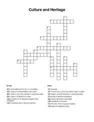 Culture and Heritage Crossword Puzzle