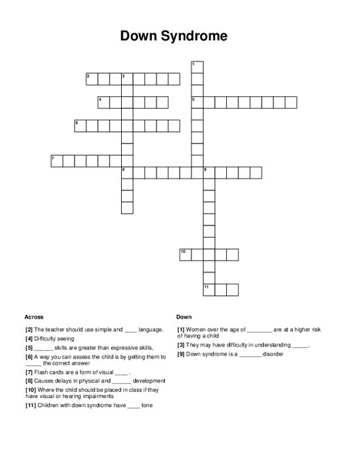 Down Syndrome Crossword Puzzle