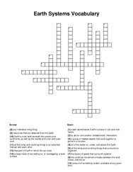 Earth Systems Vocabulary Crossword Puzzle