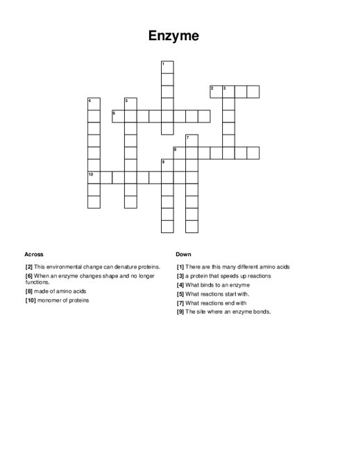 Enzyme Crossword Puzzle