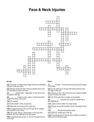 Face & Neck Injuries Crossword Puzzle