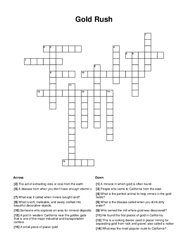 Gold Rush Crossword Puzzle