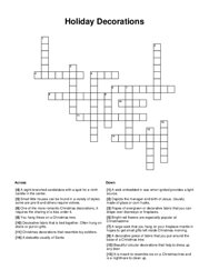 Holiday Decorations Crossword Puzzle