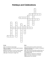Holidays and Celebrations Word Scramble Puzzle