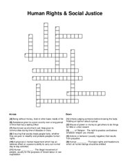 Human Rights & Social Justice Crossword Puzzle