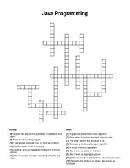 Java Programming Crossword Puzzle