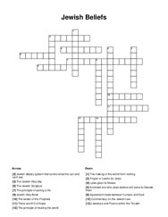 Jewish Beliefs Crossword Puzzle