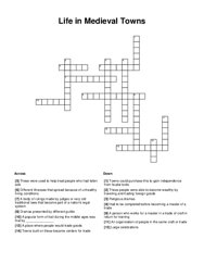 Life in Medieval Towns Crossword Puzzle