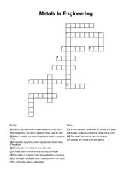 Metals In Engineering Crossword Puzzle