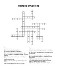 Methods of Cooking Word Scramble Puzzle