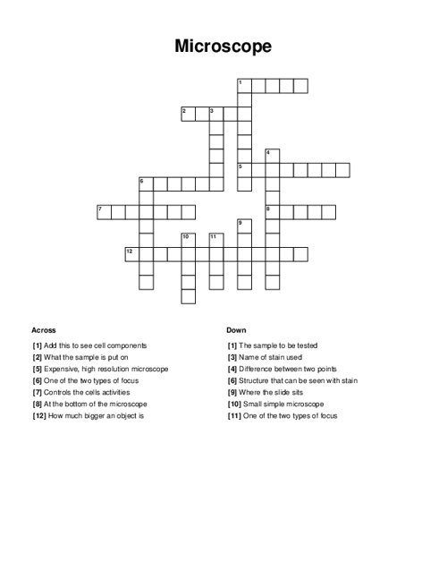 Microscope Crossword Puzzle