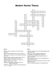 Modern Atomic Theory Crossword Puzzle