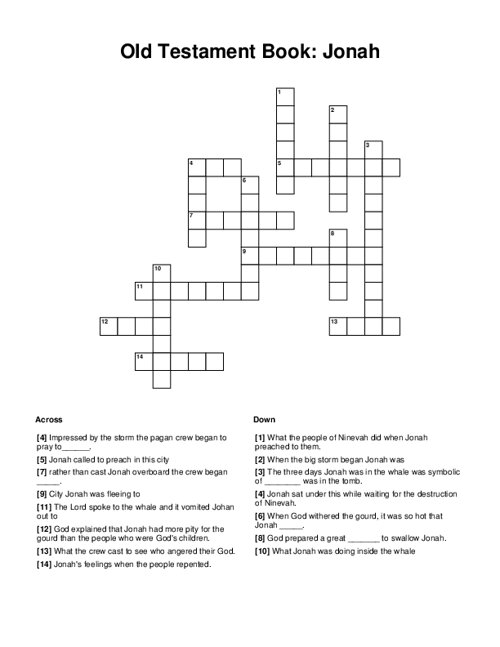 Old Testament Book: Jonah Crossword Puzzle