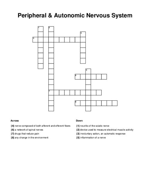 Peripheral Autonomic Nervous System Crossword
