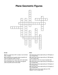 Plane Geometric Figures Crossword Puzzle