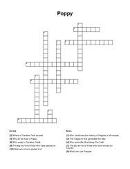Poppy Crossword Puzzle