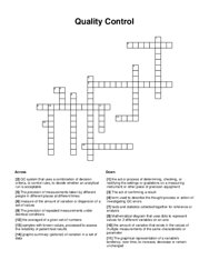 Quality Control Crossword Puzzle