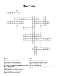 Slave Trade Crossword Puzzle