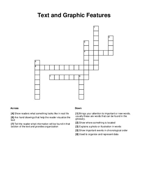Text and Graphic Features Crossword Puzzle