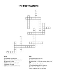 The Body Systems Crossword Puzzle