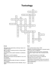 Toxicology Crossword Puzzle