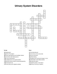 Urinary System Disorders Crossword Puzzle