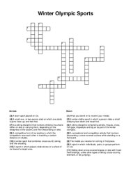Winter Olympic Sports Word Scramble Puzzle