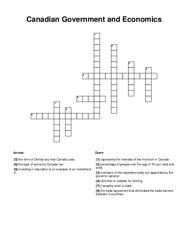 Canadian Government and Economics Crossword Puzzle