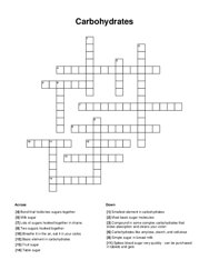 Carbohydrates Crossword Puzzle