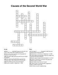 Causes of the Second World War Crossword Puzzle