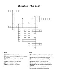 Chinglish - The Book Crossword Puzzle