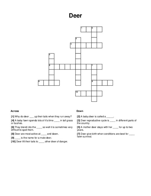 Deer Crossword Puzzle