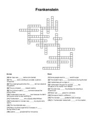 Frankenstein Crossword Puzzle