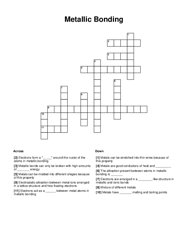 Metallic Bonding Crossword Puzzle