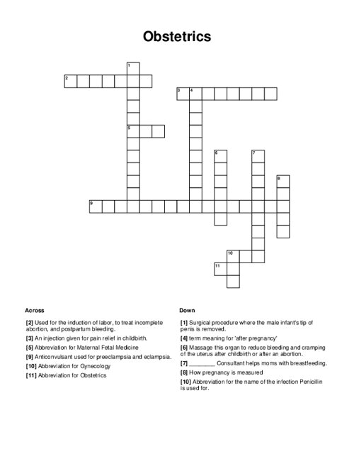 Obstetrics Crossword Puzzle