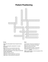 Patient Positioning Crossword Puzzle