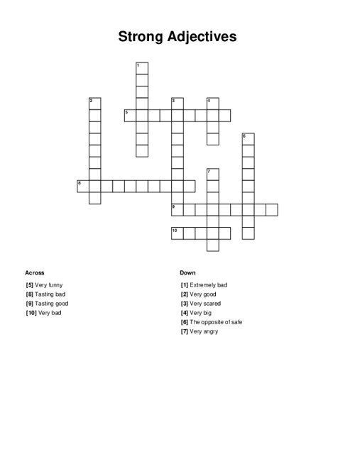Strong Adjectives Crossword Puzzle