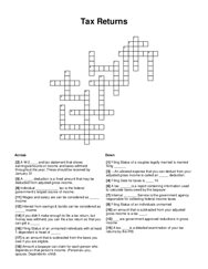 Tax Returns Crossword Puzzle
