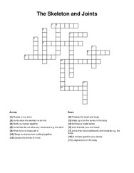 The Skeleton and Joints Crossword Puzzle