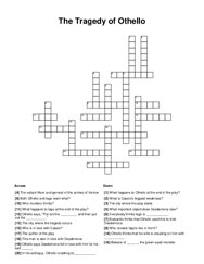 The Tragedy of Othello Crossword Puzzle
