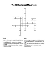 World Rainforest Movement Crossword Puzzle