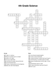 4th Grade Science Crossword Puzzle