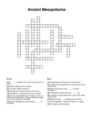 Ancient Mesopotamia Crossword Puzzle
