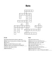 Bats Crossword Puzzle