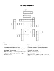 Bicycle Parts Crossword Puzzle
