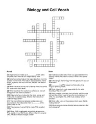 Biology and Cell Vocab Crossword Puzzle