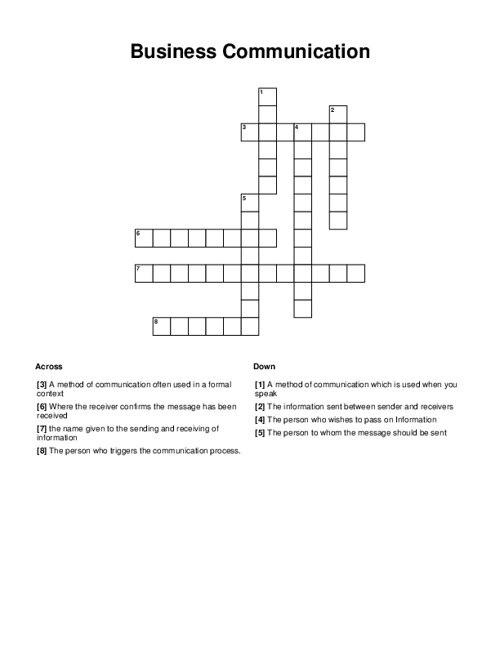 Business Communication Crossword Puzzle
