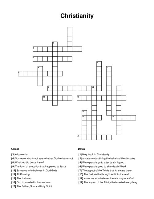 Christianity Crossword Puzzle