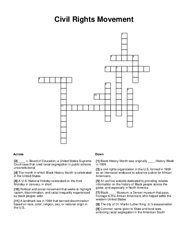 Civil Rights Movement Crossword Puzzle