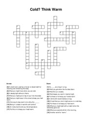 Cold? Think Warm Crossword Puzzle
